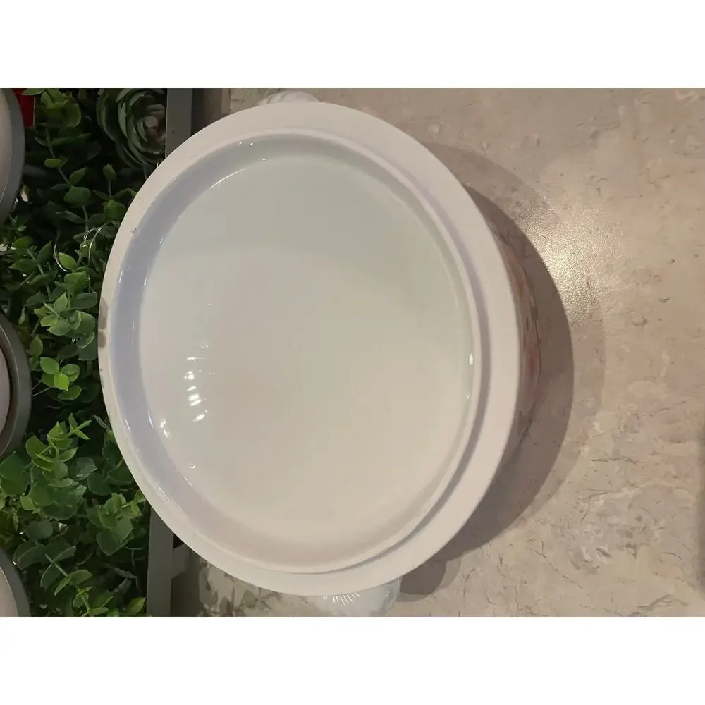 Vintage Jade Lily Shafford porcelain casserole dish leaf handles 8x3” rim to rim